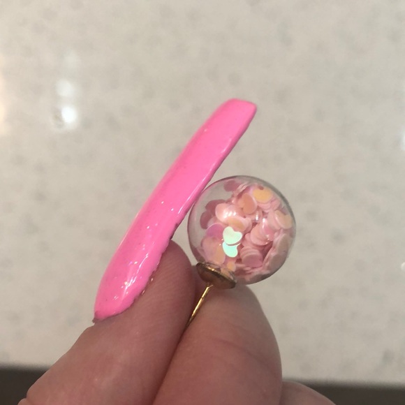 Earrings hearts globe sparkle iridescent stud ball - Picture 4 of 16